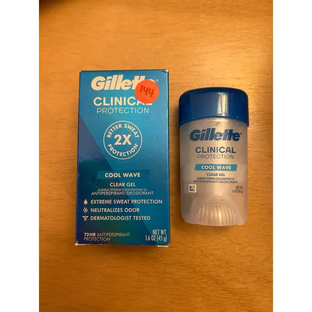 New Mens Gillette Clinical 72hr Cool Wave Clear Gel Antiperspirant Deodorant 1.6